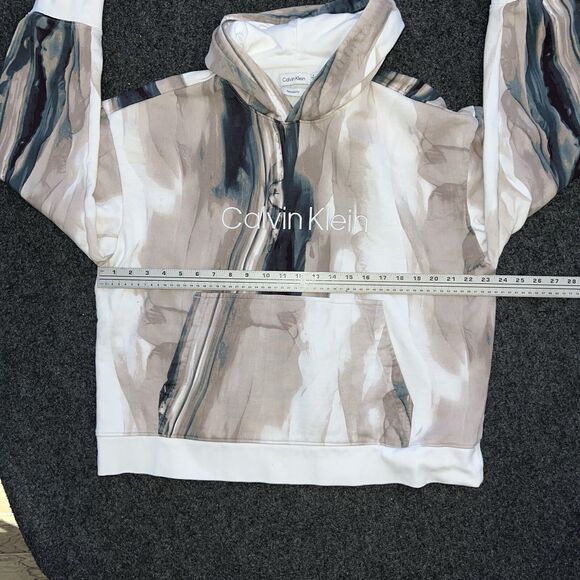 Calvin Klein Relaxed Fit Unisex Marble Pullover Hoodie Multicolor Size M - Picture 4 of 6